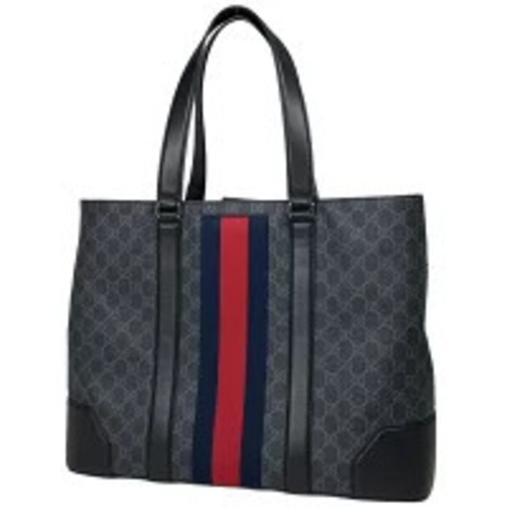 Gucci GG Supreme Sherry Web Tote Bag Canvas Black